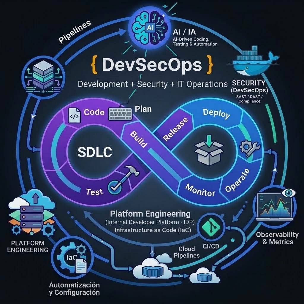 Infografía del Ciclo de Vida del Software (SDLC) y DevSecOps Integrado - GDISA